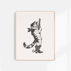 Wild West Kitty, Cowboy Cat Fine Art Print, Retro Cat Art Print, Vintage Cat Wall Art, Western Cat Wall Decor, Unframed Print