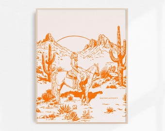 Frontier Bound, Cowgirl Fine Art Print, Retro Cowgirl Art, Vintage Cowgirl Wall Art, Western Wall Decor, Unframed Print