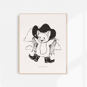 Little Batty Kewpie, Kewpie Fine Art Print, Retro Kewpie Art, Vintage Kewpie Wall Art, Western Wall Decor, Unframed Print