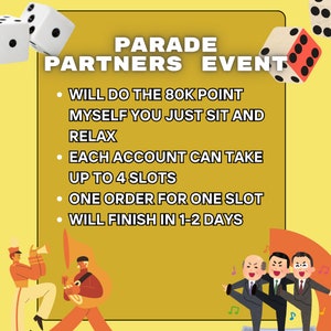 Parade Partner Event MnplyGo  (Please read description) - All slots available