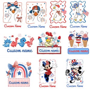 Benutzerdefinierter Name 4. Juli Gans PNG-Bundle, Junge Mädchen Patriotisches Png-Design, PNG für die amerikanische Flagge, Gedenktag USA, Unabhängigkeitstag Png