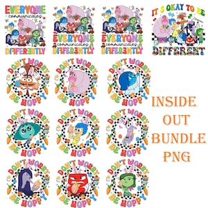 Inside Out autisme png-bundel, het is oké om anders te zijn png, iedereen communiceert anders png, emotie cartoon png, Pasen binnenstebuiten png
