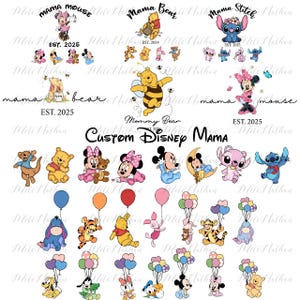 Personalisierte Mama Cartoon Est 2025 Png Bundle, Muttertag Png, Kinder Cartoon Png, Geschenk für Mama, lustiger Cartoon benutzerdefinierter Name Png