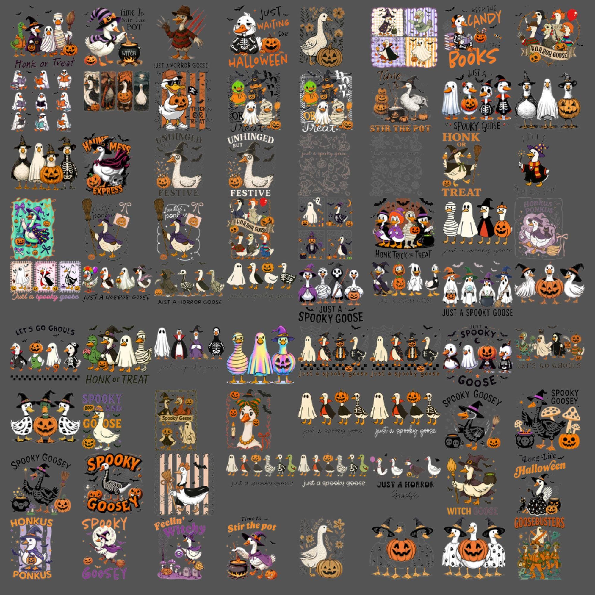 70+ Spooky Goose Halloween Png-bundel, Just a Spooky Goose Png, Funny Goose Skeleton Witch Pumpkin Ghost, Fall Horror Png, Goose Wichked Png