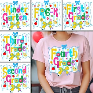 Preppy Back to School Floral Bundle Png, First Day Of School Png, Preppy School Png, School Bundle Png, First/Second/Third Grade Design
