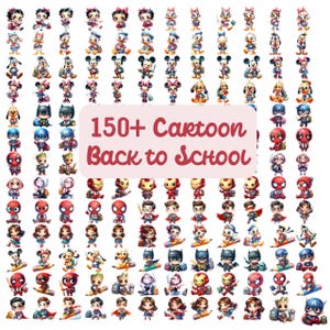 150+ Back To School Png Bundle, Funny Cartoon Character Back To School Png, Cute Student Png, Superhero/Princess Back To School Png