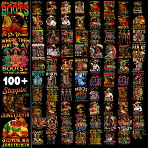 100+ Boots On The Ground Juneteenth png-bundel, zwarte cowgirllaars png, Where Them Fan At png, Juneteenth 1865 png, western cowgirl-ontwerp