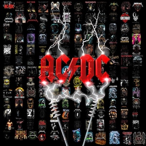 Rock Band Png Bundle, AC/DC Lightning Png, Retro Music Collage Print, Classic Rock Legends Printable, Halftone Rock Png, Halftone Png