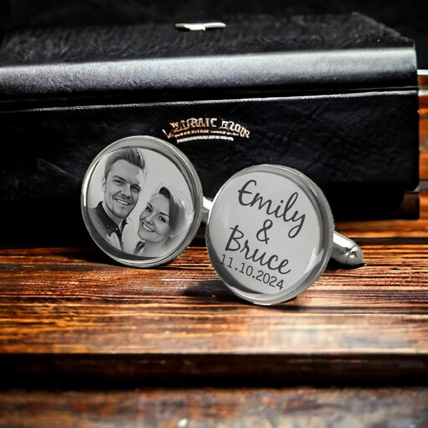 Custom Portrait Cufflinks Picture Memorial Gift for Dad, Personalized Photo Cufflinks Shirt Cufflinks Groom's Wedding Favors