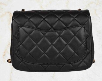 Best Sale Pearl Crush Mini Square Flap Bag Black Lambskin Antique, Shoulder Bag Style Leather, Old School Bags, Cool Women Handbags