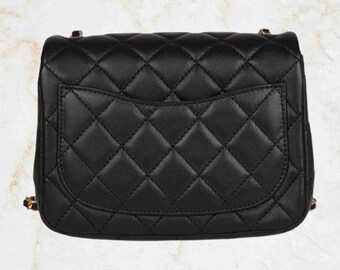 Beste verkoop Pearl Crush Mini Square Flap Bag Zwart Lamsleer Antiek, Schoudertas Stijl Leer, Oude Schooltassen, Coole Dames Handtassen