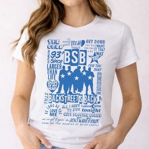 BSB Hit Songs Collage T-Shirt, Retro Music Fan Tee, Unisex Concert Shirt, Music Lover Gift, Short Sleeve Graphic Tee