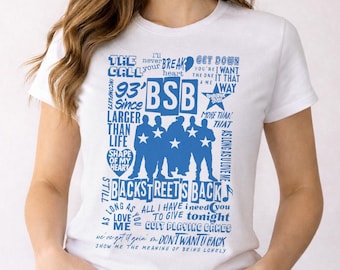 Camiseta con collage de canciones de éxito de BSB, camiseta retro para fanáticos de la música, camiseta unisex de concierto, regalo para amantes de la música, camiseta gráfica de manga corta