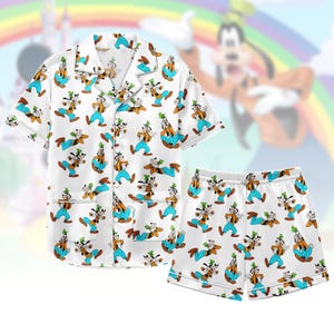 Funny Goofy Satin Pajamas, Dog Pajamas Set, Magic Kingdom Women Pajamas, Disneyland Vacation Pjs