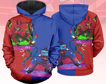 Alastor Vox Hazbin Hotel sudadera con capucha, Hazbin Hotel pareja sudadera con capucha, Alastor Vivziepop sudadera con capucha hombres, regalo de pareja