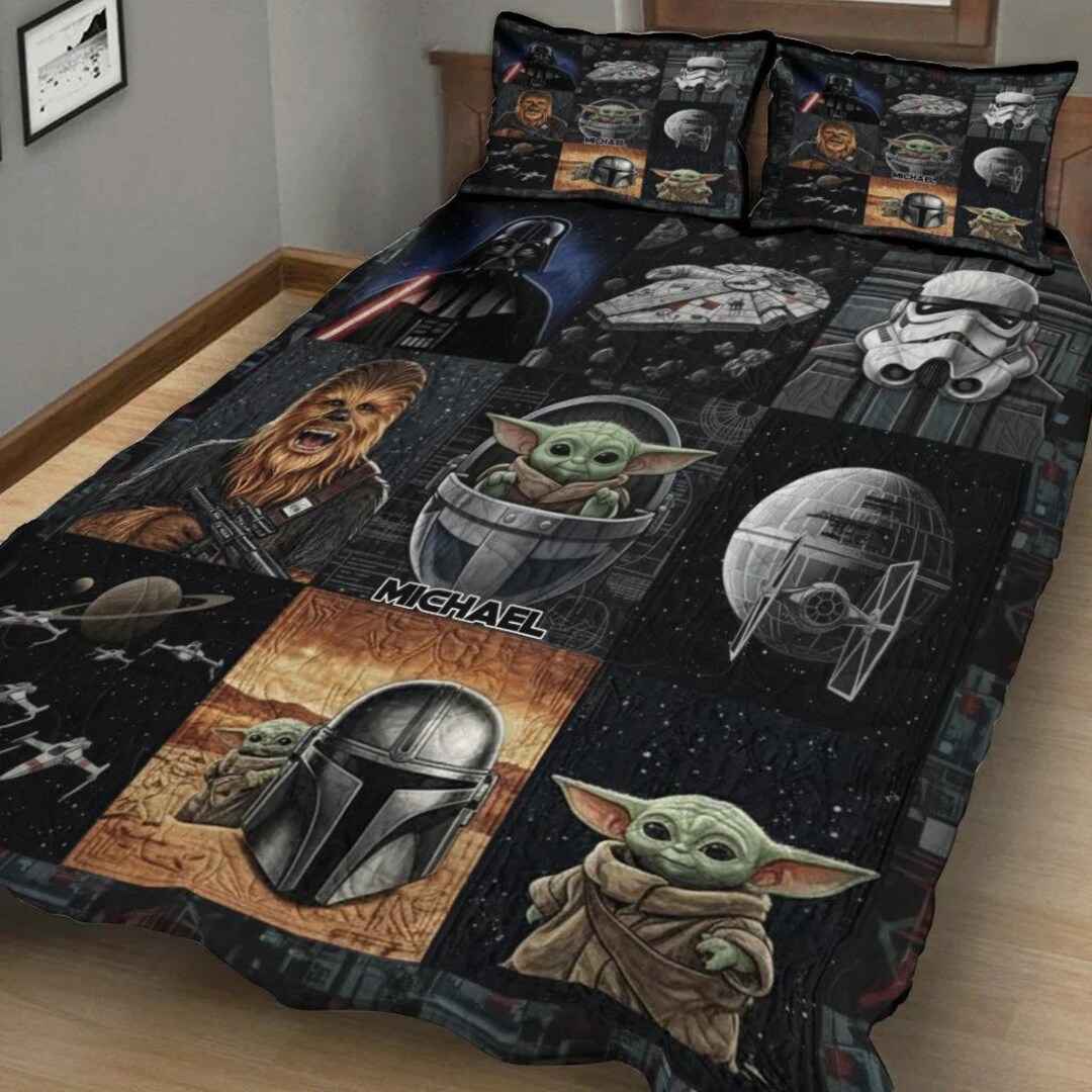 Mandalorian Car Bedding Set, Baby Yoda Bed Set, Star Wars Blanket ...