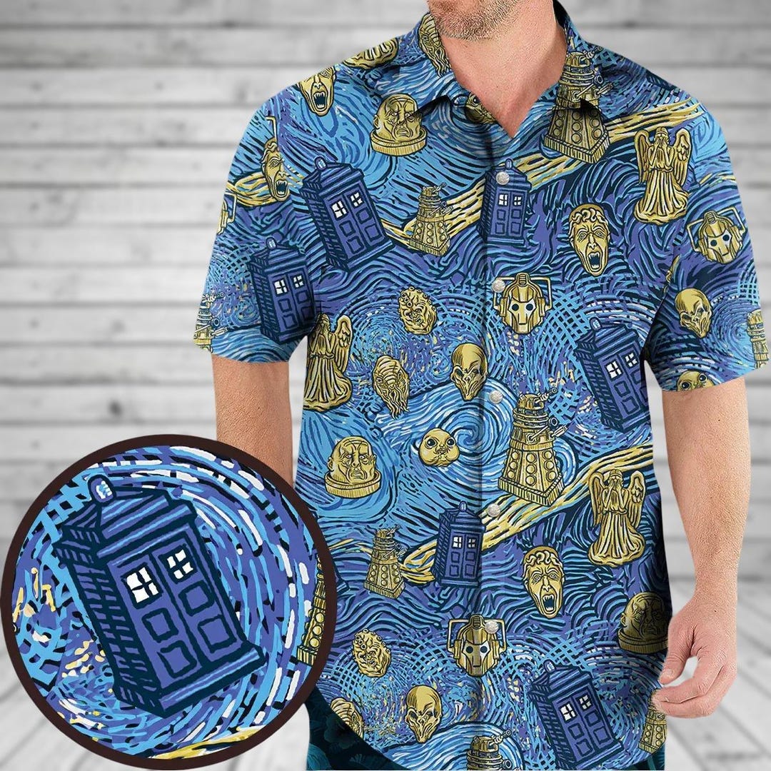 Doctor Who Hawaiian Shirt, Tardis Police Box Shirt, Dr Who Button up ...