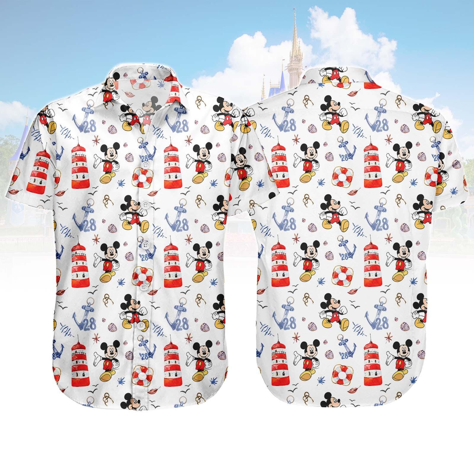 Discover Mickey Nautical Sailing Button Shirt, Mickey Cruise Hawaiian Shirt, Sailor Disney Vacation Shirt, Gift For Him