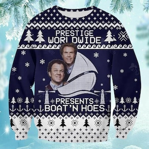 Maglione brutto di Brennan e Dale, felpa natalizia dei fratellastri, maglione natalizio Prestige Worldwide, regalo di Natale divertente