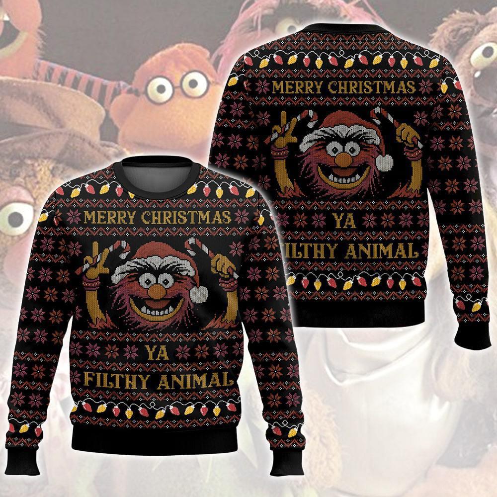 The Muppet Show Ugly Christmas Sweater Animal Muppet Xmas Sweater Merry Christmas Filthy Animal Ugly Sweater Christmas Gift Etsy