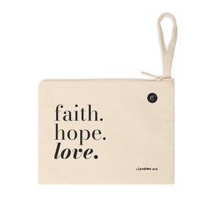 Faith Hope Love Accessoire-Tasche, minimalistisches Schwarz-Weiß-Design, Make-up-Tasche, Geldbörse, kleine Reisetasche, Geschenk für sie,