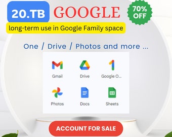 20TB Google Drive storage (Google One /Google Photos/Gmail...)