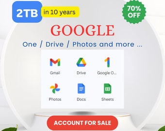 ALMACENAMIENTO de 2 TB en 10 AÑOS para Google Drive, Gmail, Google One, Google Photos y productos de Google