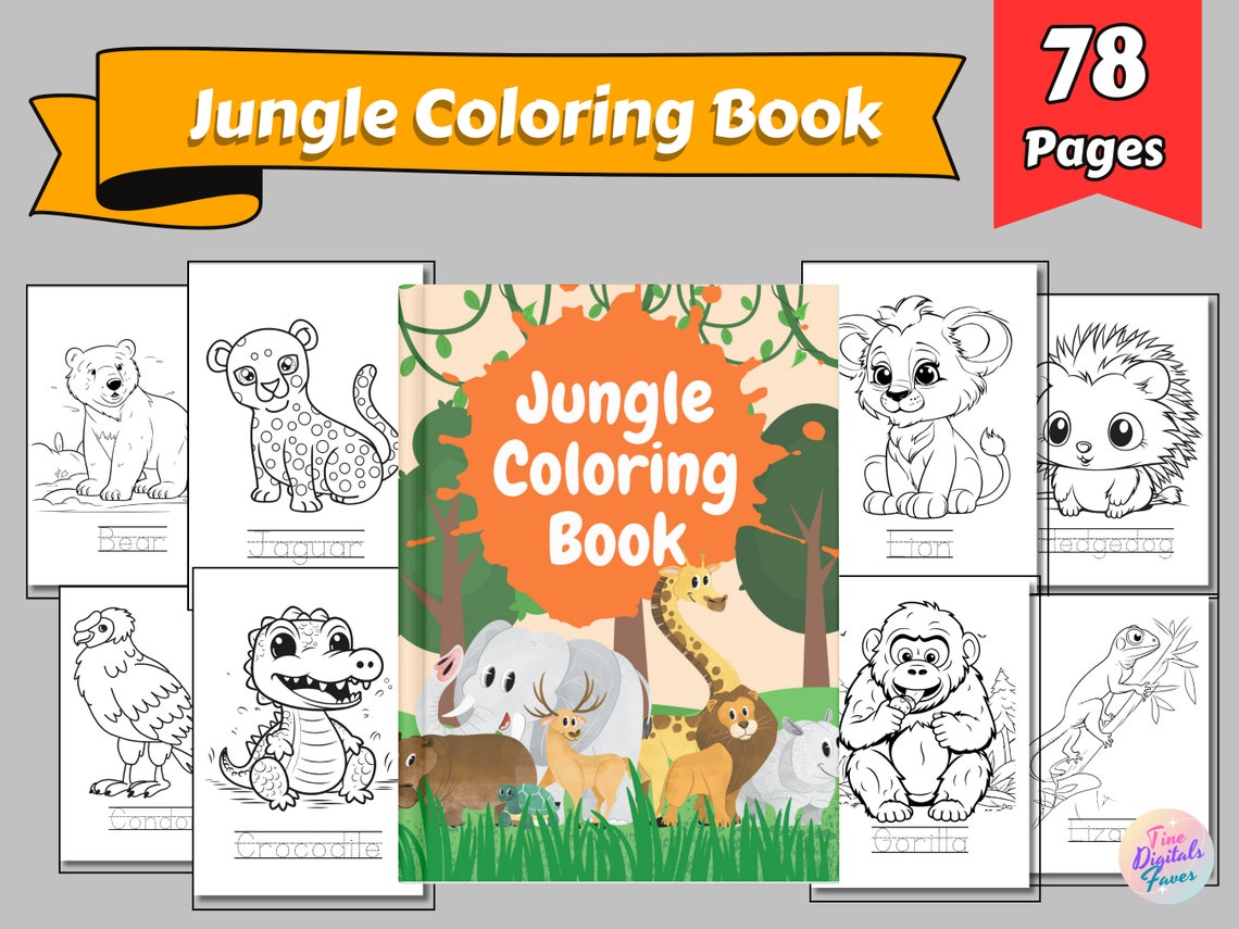 Jungle Coloring Book Printable Jungle Prints Art Easy Coloring Pages ...