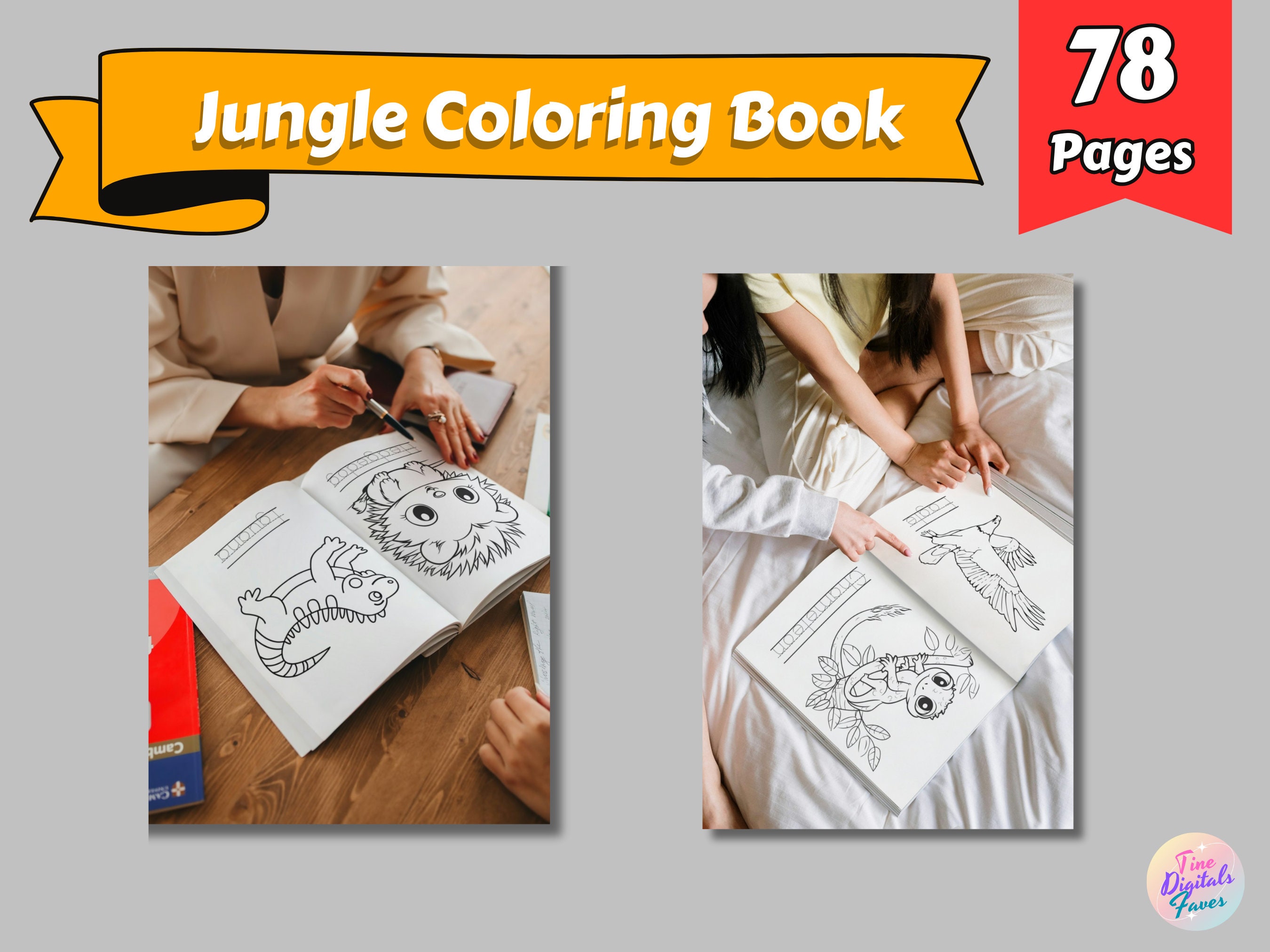 Jungle Coloring Book Printable Jungle Prints Art Easy Coloring Pages ...
