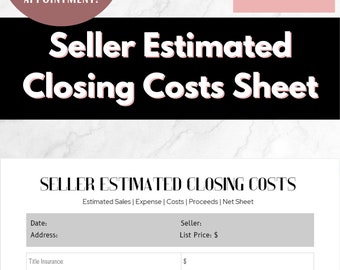 Instant Download: Seller's Guide to Estimated Closing Costs PDF | Closing cost guide | Real Estate Agent Templates | Realtor Templates
