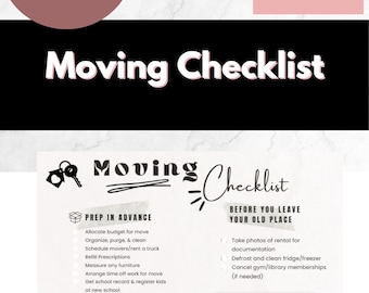 Moving Checklist Printable | Digital Moving Planner | Home Relocation To-Do List | Editable & Aesthetic PDF