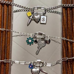 customizable carabiner charm necklace | lock clasp | paperclip chain | stainless steel | tarnish proof jewelry