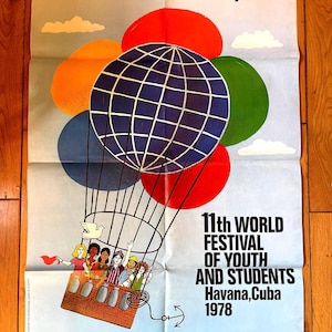 Rare as heck. Cuban Political Poster – 11th World Festival of Youth and Students, Havana – Anti-Imperialist Solidarity, Socialist Poster
