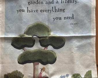 Linen Tea Towel Red Tractor Designs by artist Rodriguez, featuring a quote by Cicero | New with Tag