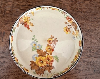 Prato pequeno raro de bugigangas Myott Staffordshire Inglaterra com flores de outono