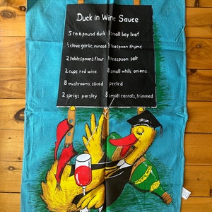 Vintage Cotton Tea Towel - Duck Recipe - *New Condition*