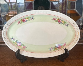 1940s Barratts of Staffordshire England Oval Ceramic Serving Plate | 30cm