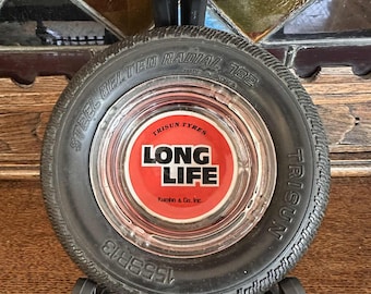 RARE Vintage Tyre Ashtray TRISUN LONGLIFE 155SR13 Steel Belted Radial 782 Korea | Made in Korea | Kumho & Co., Inc