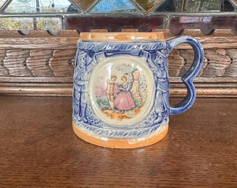 1960s Vintage Beer Stein with Lid with Colonial Courting Image | Excellent Condition | Ceramic Glazed