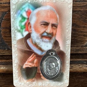 Heiliger Pio von Pietrelcina Gebetskarte & Charm Medaillon/Anhänger | Sankt Pio | Pater Pio