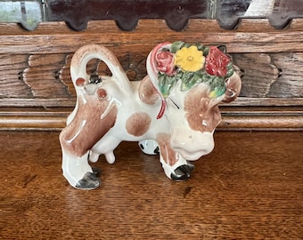 Very Rare Vintage Mid-Centrury Leopold Anzengruber Ceramic Austrian Cow Pottery Figurine