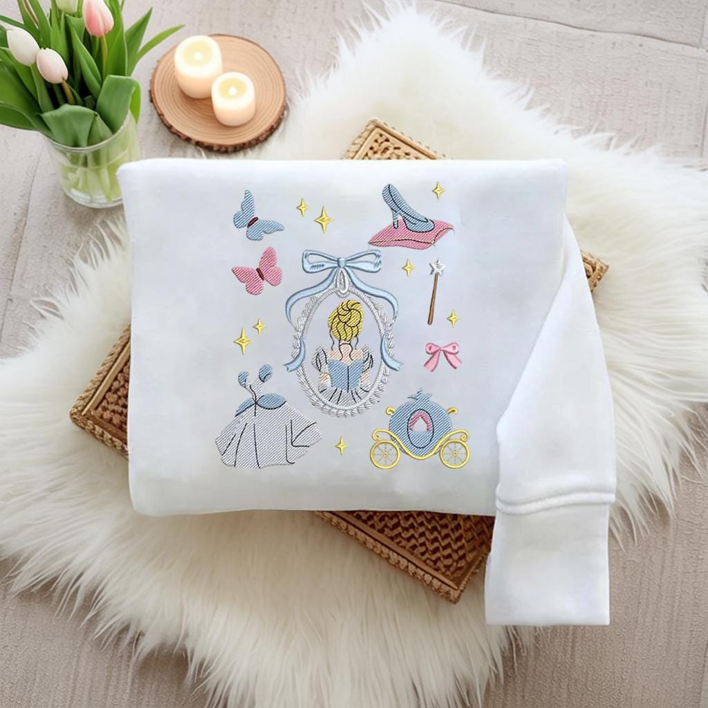 EMBROIDERED Watercolor Coquette Bow Cinderella Shirt, Meet Me At Midnight T-shirt, Disney Princess Shirt, Disneyland Magic Kingdom