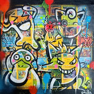 Peinture Toile Pokémons I Carte Pokémon Art I Pop Art l Pokémons Fan Art Pop culture I Carte Pokémon collection I Animation Manga Art