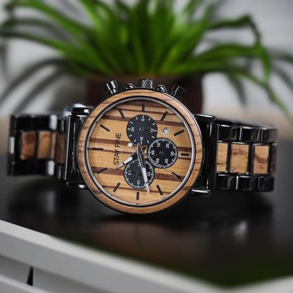 Handmade Anniversary Gift for Him,Wood Watch,Personalized Watch,Engraved Watch,Wooden Watch,Groomsmen Watch,Boyfriend Gift for Men