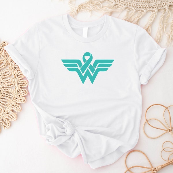 Ovarian Cancer Ribbon Wonder Shirt, Support Cancer Patients T-Shirts, Ovarian Cancer Women's Fighters, Spread A Lot Of Awareness In April