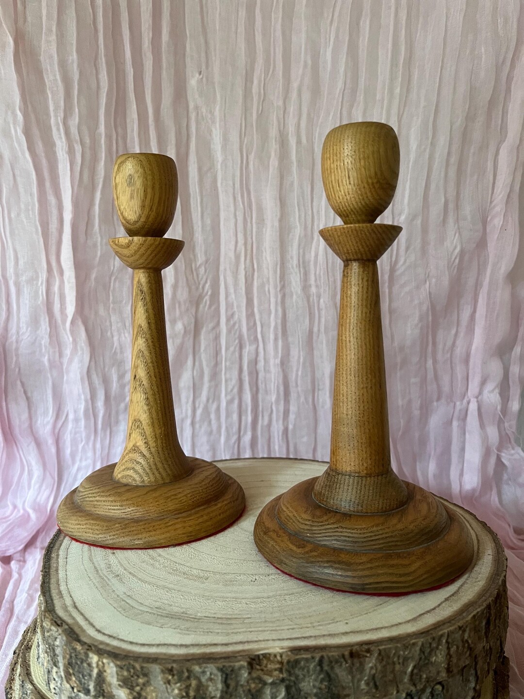 Vintage Wooden Candle Holders Set of 2 – Hand-carved Mid-century Style ...