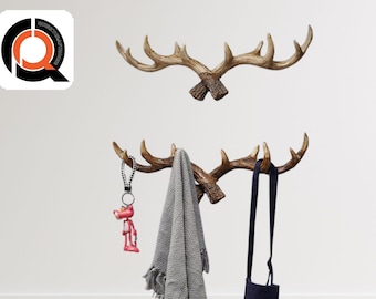 Wall Mounted Hook | Key, Cap & Coat Holder Hanger Rack | Living Room Antler Decor