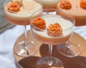 Personalized Martini Glass Soy Candle with Custom Bloom Wax Melt