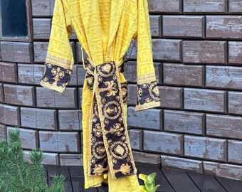 Turkish cotton Medusa symbol unisex bathrobe, organic cotton robe , Spa Bathrobe, Dressing Gown, Turkish cotton bathrobe