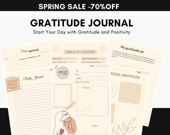 Gratitude Digital Journal - Daily Affirmation Prompts - Printable Planner-Daily Gratitude Journal-Digital Gratitude Journal